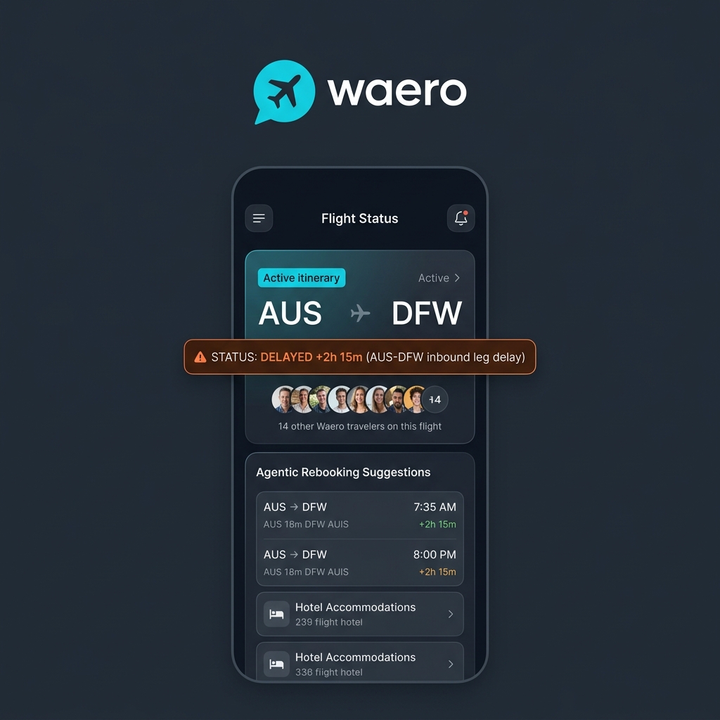 Waero mobile app — live flight status dashboard